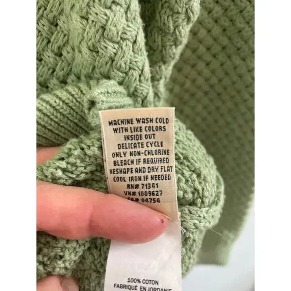 L.L. Bean Womens sz Small green knit weave sweater - Picture 4 of 7